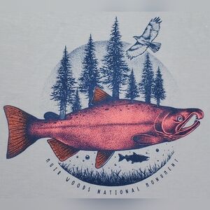 Wild Tribute Muir Woods National Monument Chinook Salmon T-Shirt - Size L - EUC